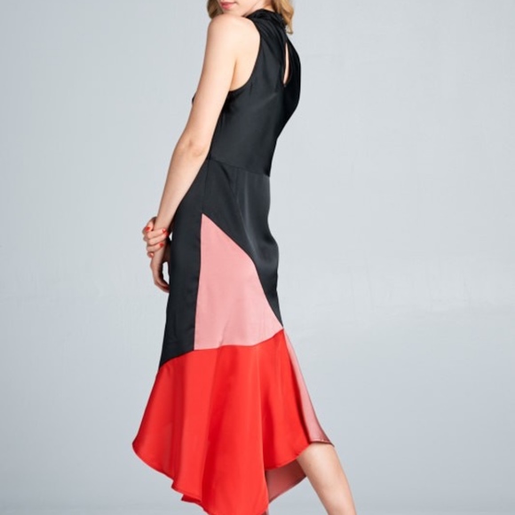 NWT Color-block Midi Cocktail Semi-Formal Dress - Picture 6 of 6